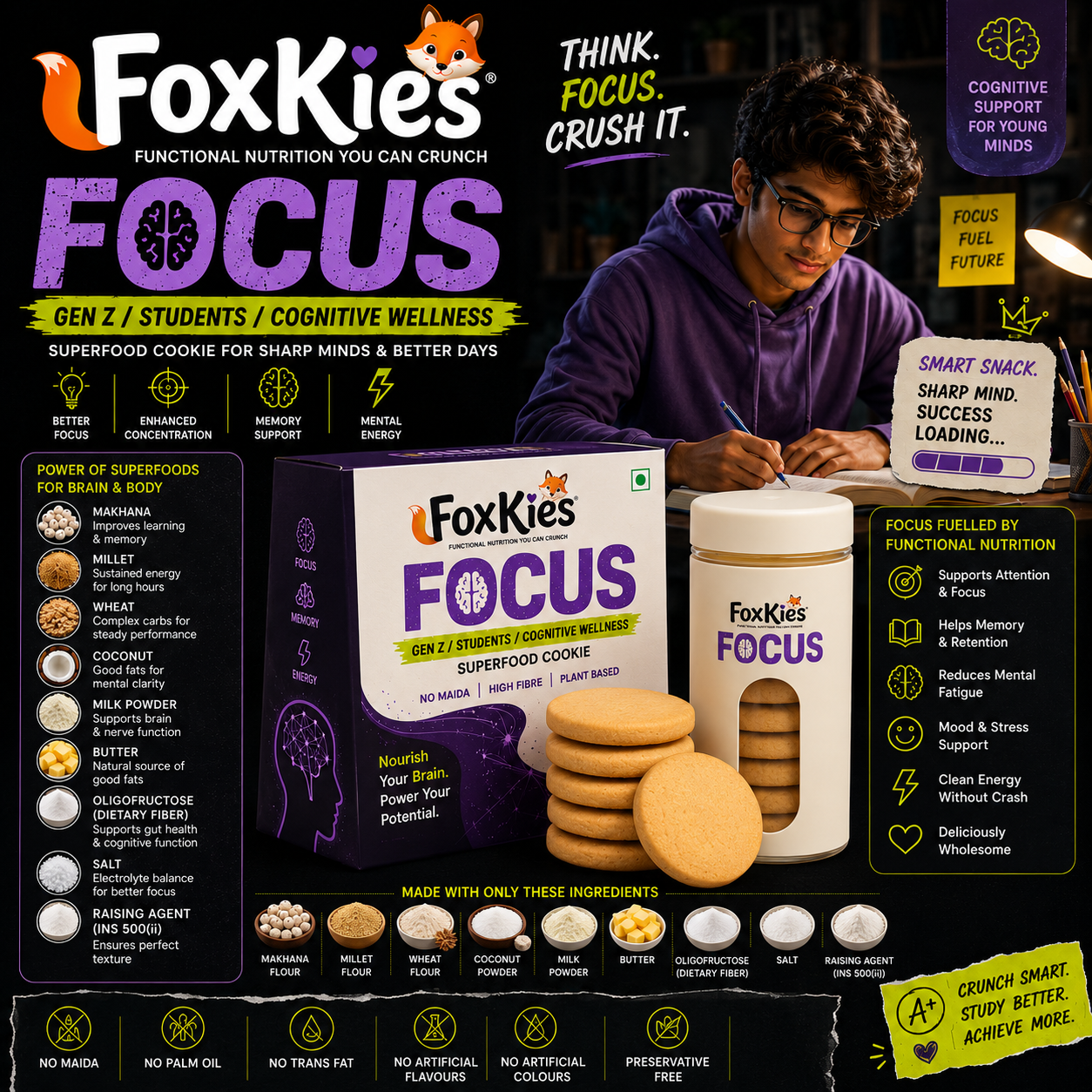 FoxKies FOCUS — Clean Snacking for the Always-On — healthy sugar-free cookies